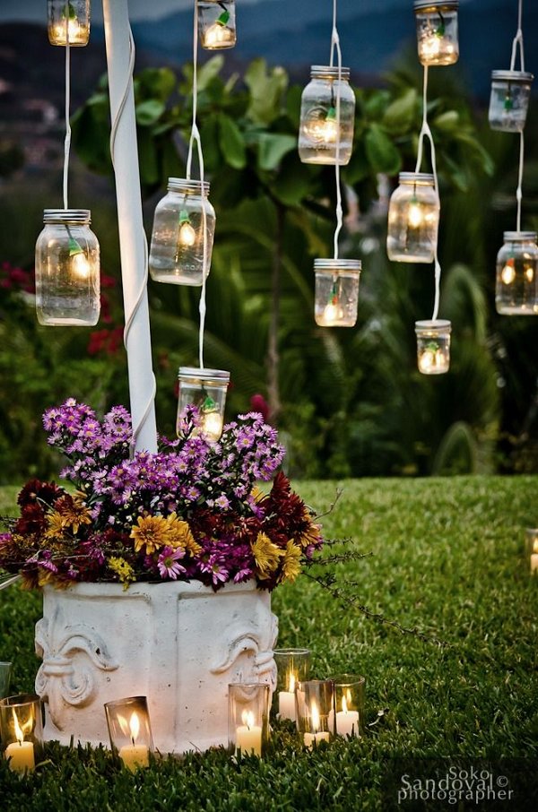 Vintage Mason Jars Ideas de decoración de bodas al aire libre