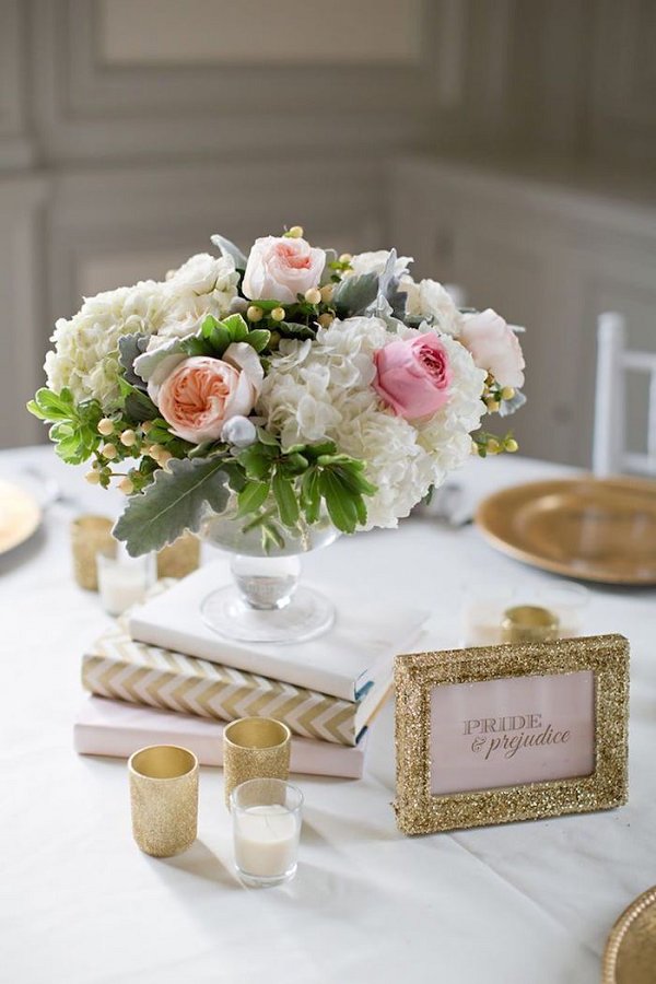 chic gliter wedding centerpiece idea